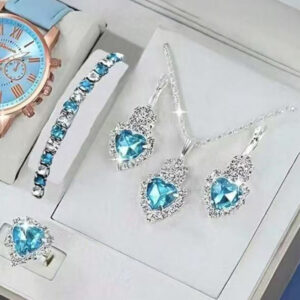 Manufacturers: European and American cross-border hot water drop heart-shaped jewelry three-piece necklaces, earrings, rings, diamond pendants